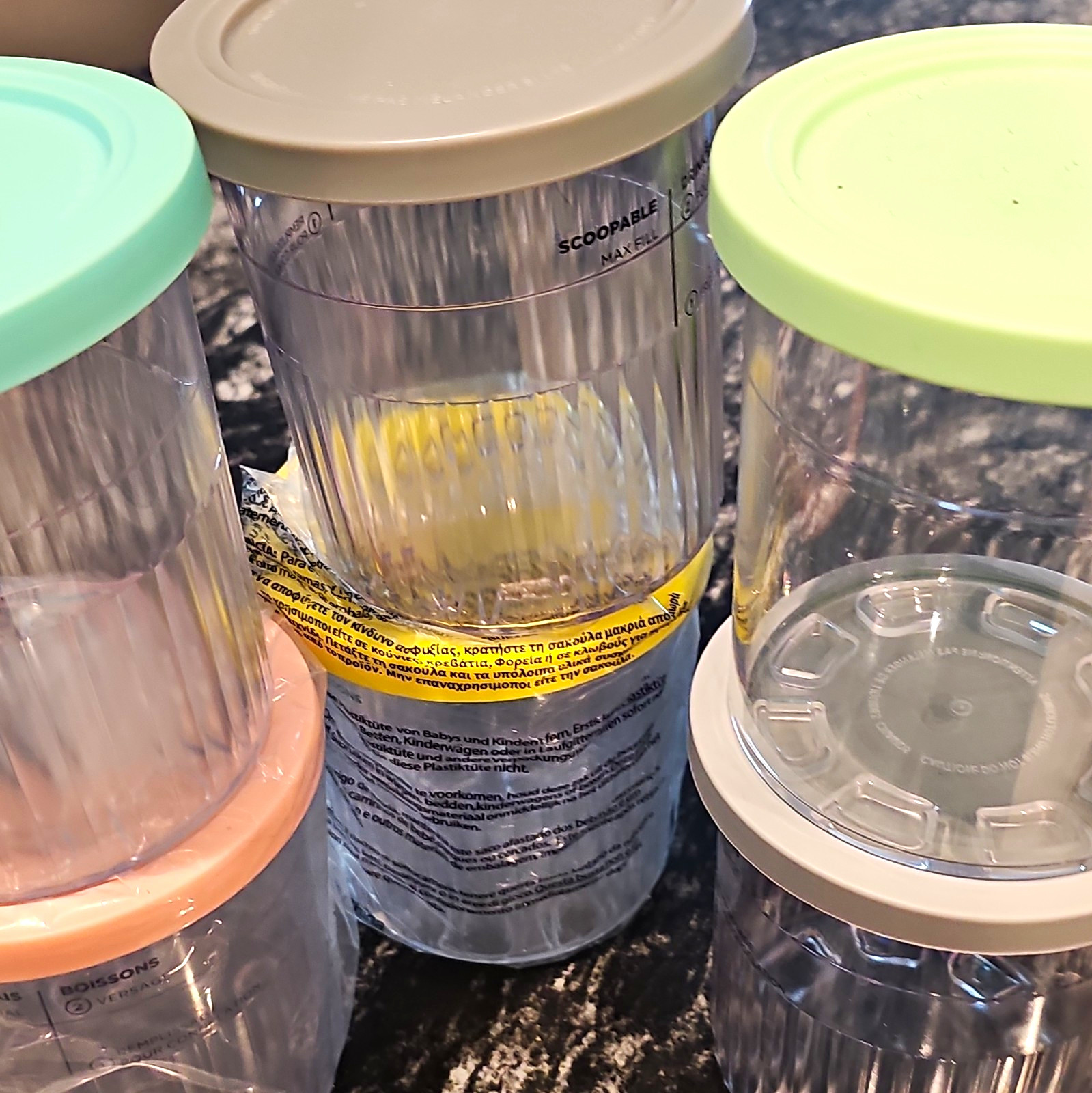 Ninja CREAMi 16oz Pint Containers 6-Pack Clear Plastic Storage w/ Snap Lids