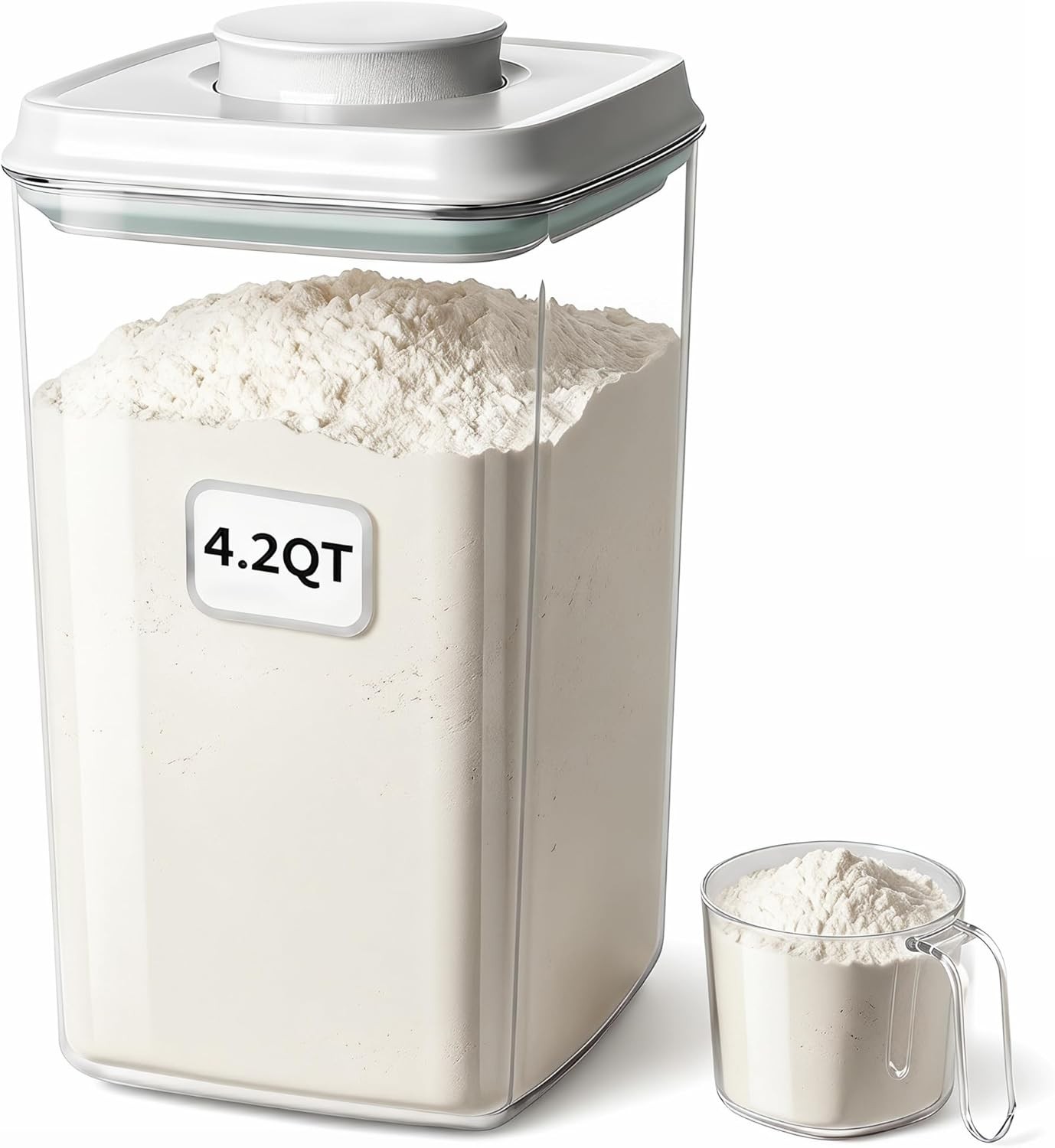 Pop Airtight Food Storage Container W/ Lid 4L/4.2qt Large Cereal Flour Sugar