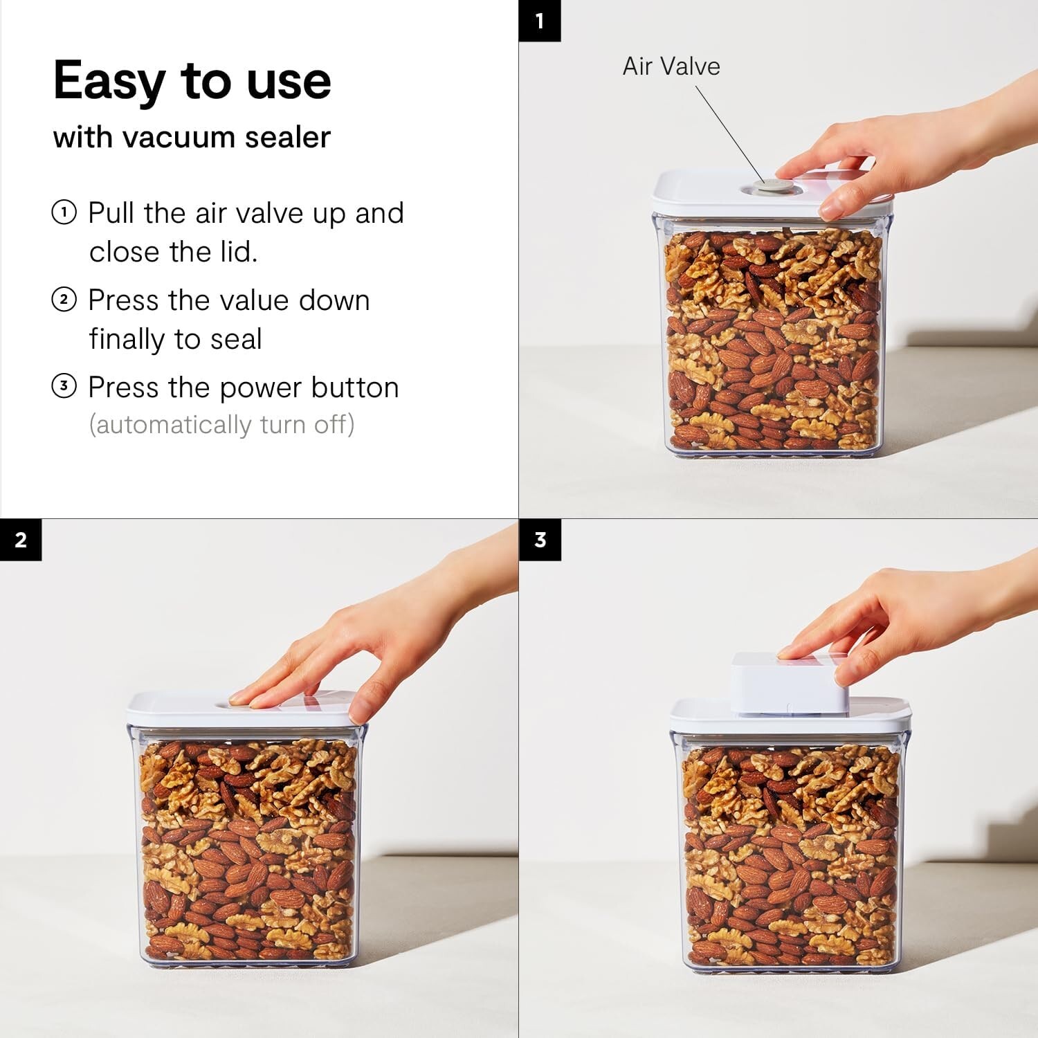 5pc Square Food Storage Container Set – Patented Airtight Seal Included
