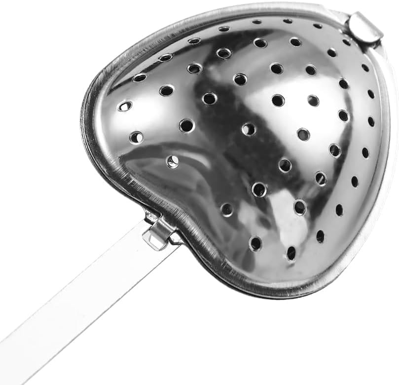 Heart Tea Infuser for Loose Leaf Steeper, Long Grip Standard, Silver