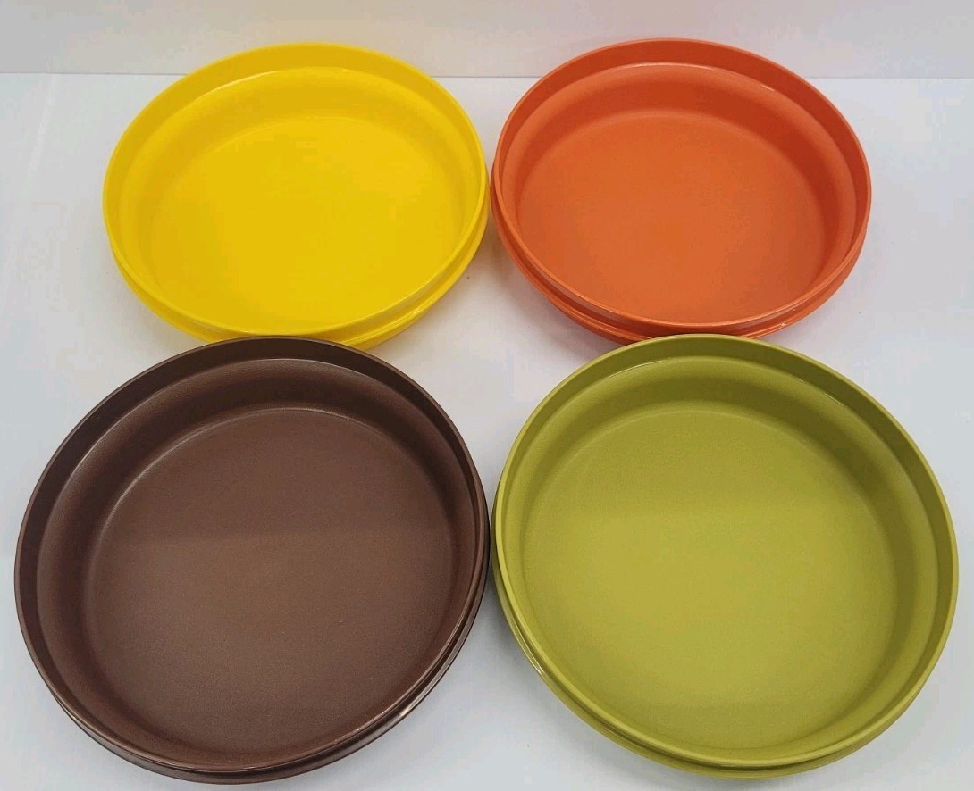 70s 80s Tupperware #1206 Harvest Colors Seal N Serve 4 Bowl Set Storage W Lids