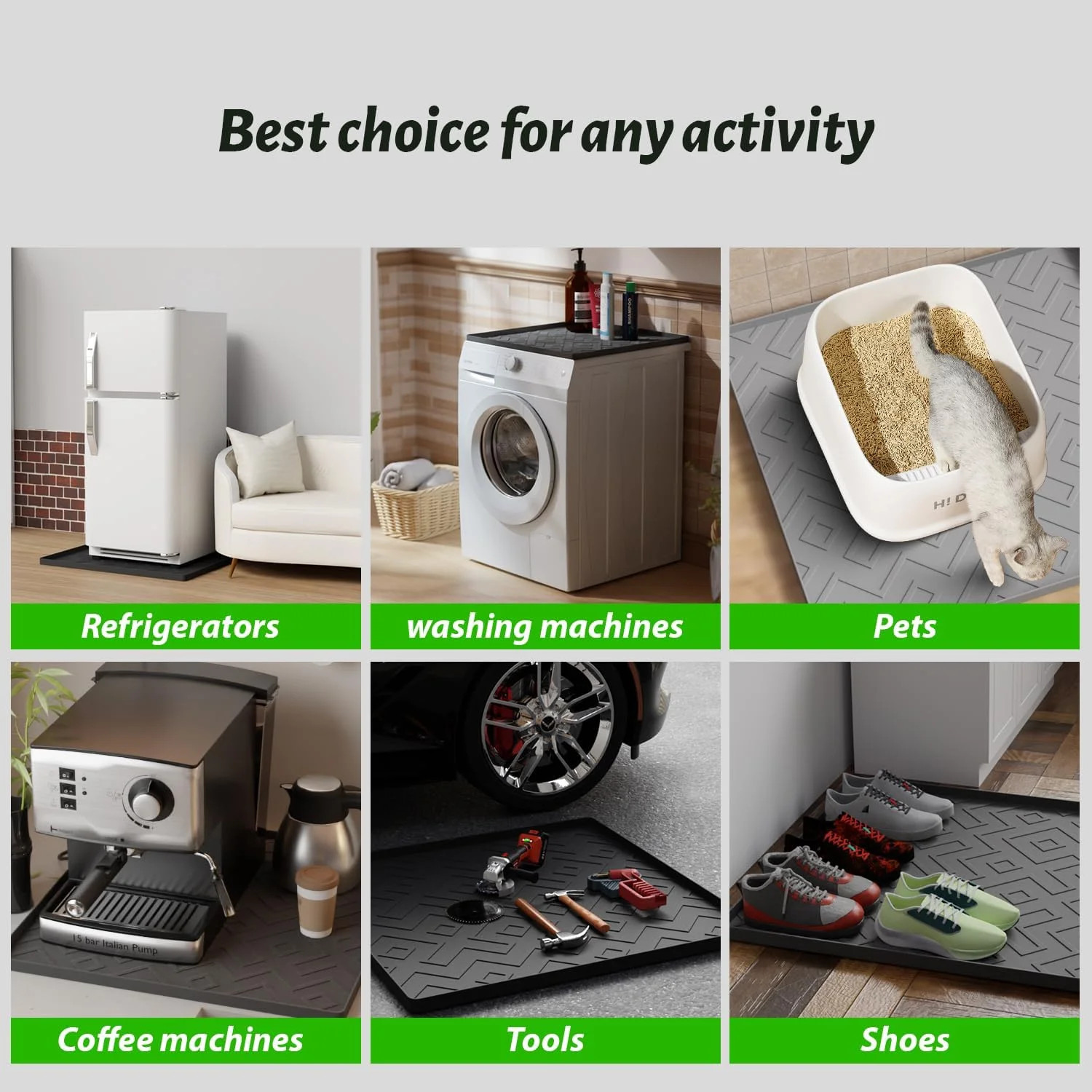 Mini Fridge Silicone Mat 19.7″x19.7″x0.4″ – Non-Slip, Spill-Proof, Drip Preventi