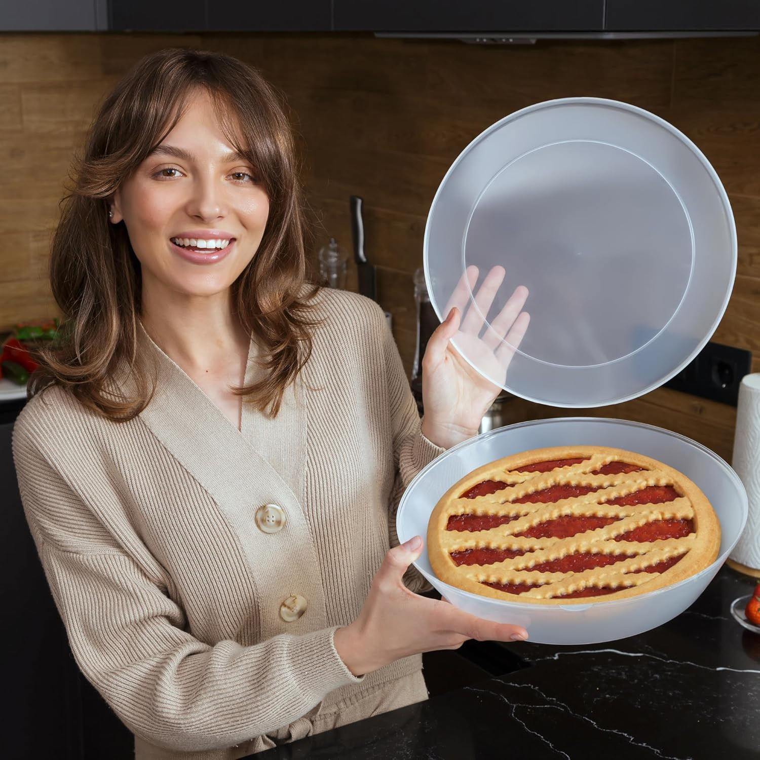 2 Pack Pie Carrier with Airtight Lid – BPA Free Pie Storage Container with Cover