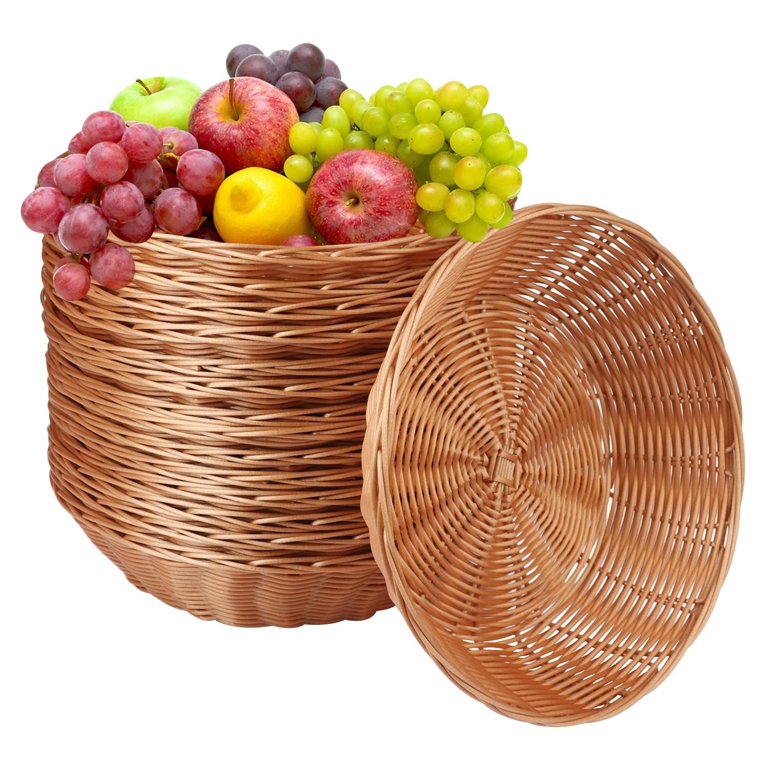 Round Plastic Poly Wicker Bread Baskets Centerpiece 9.5 Inch 13 PCS