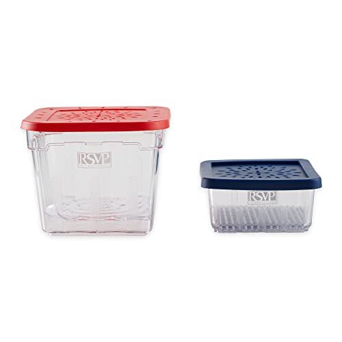 RSVP International Reusable Food Storage Collection Berry Keeper Set,Red
