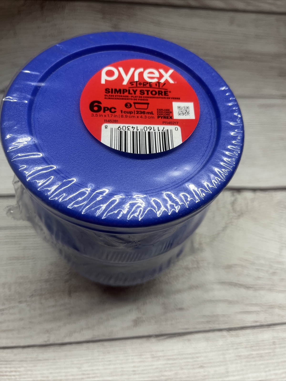 Pyrex Glass Food Storage Bowls w/ -PC Cadet Blue Lid Covers (3) 1 cup