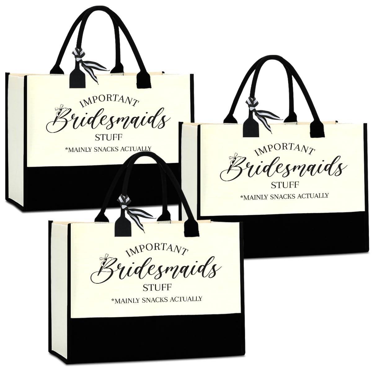 Wfdn 3 Pack Bridesmaid Gift Tote Bag – Personalized Reusable Canvas Bag For