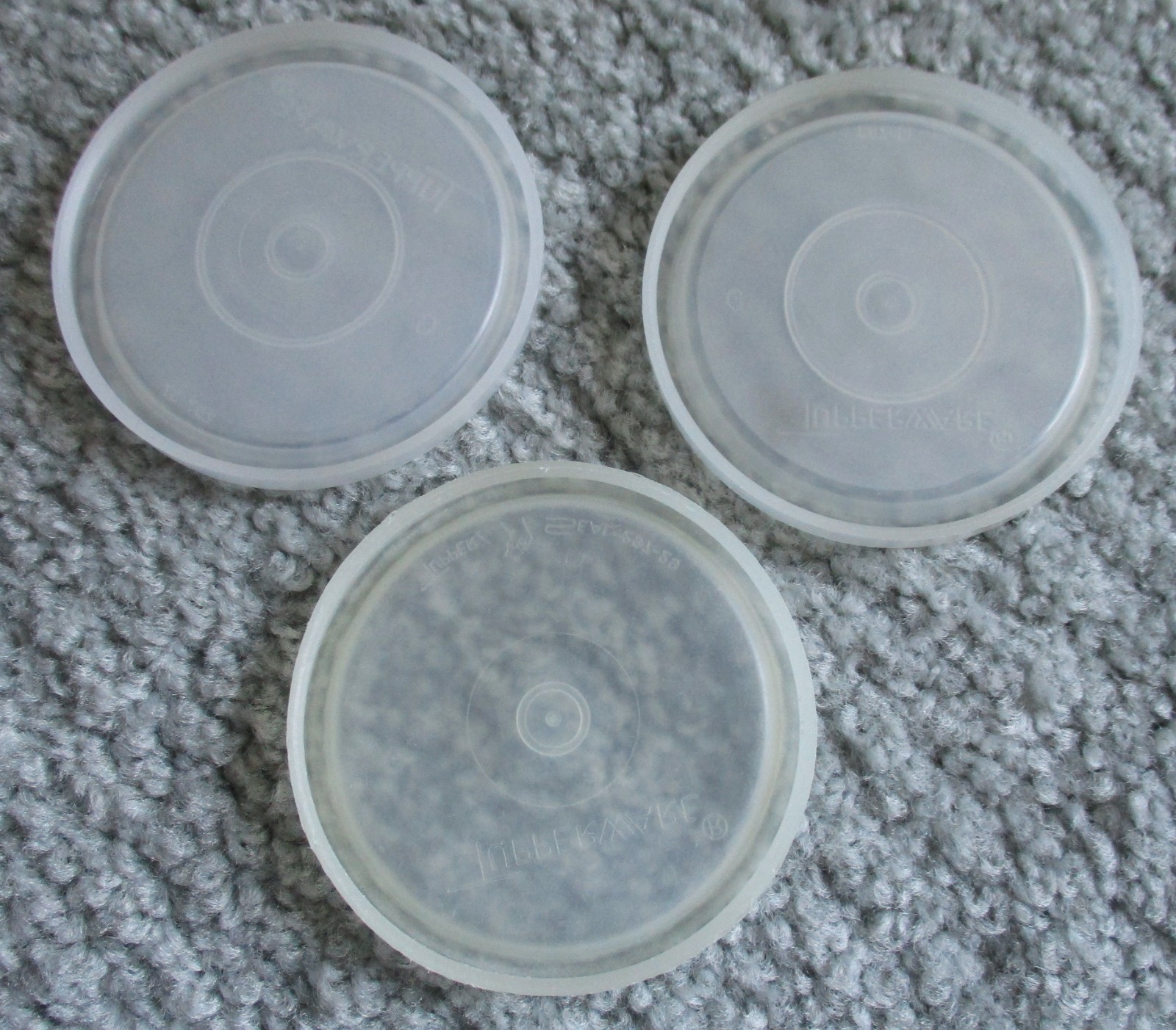 Vintage Tupperware Set of 3-Orange Snack Cups-4 oz. #1229 & Lid Seals #297