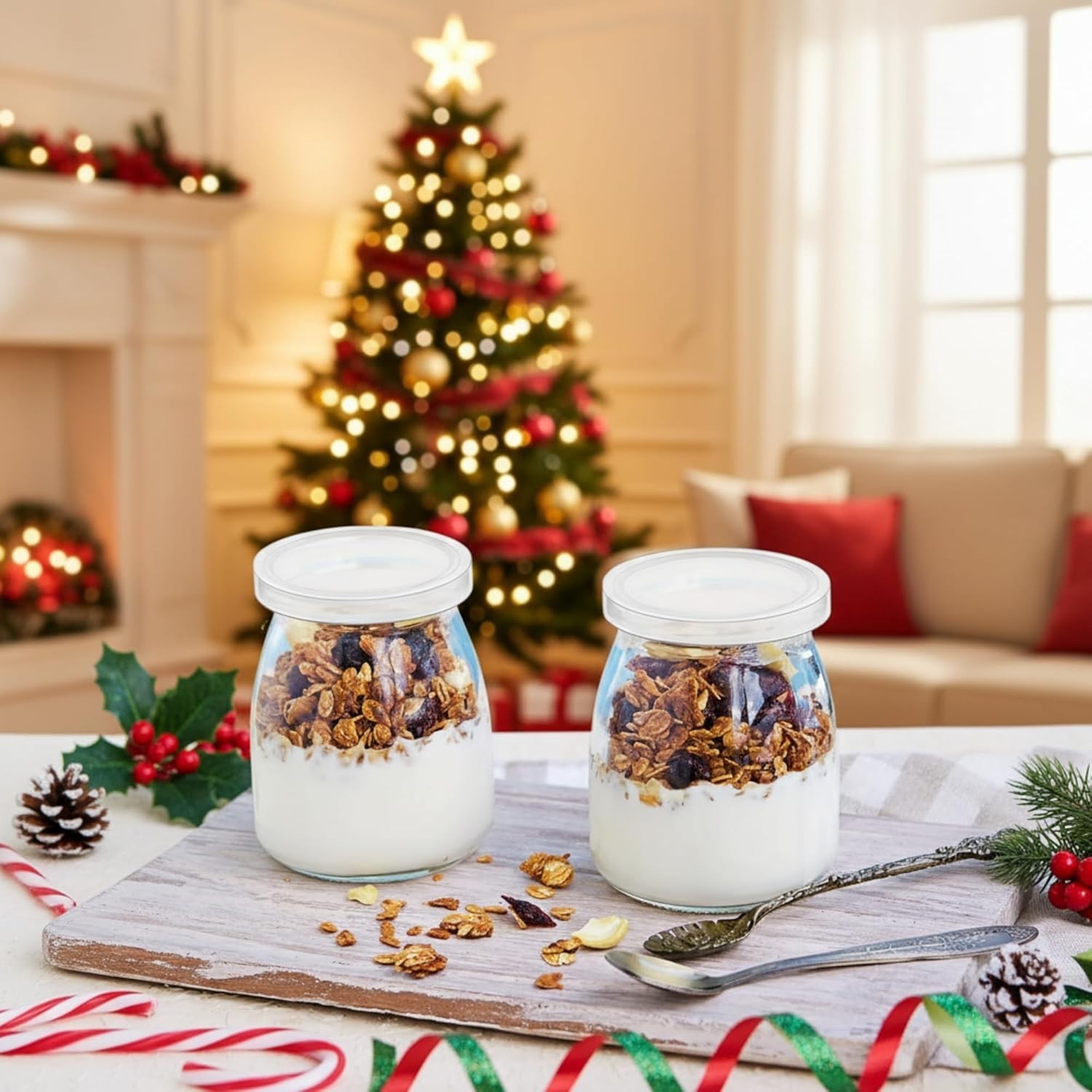 Set of 24 Clear Yogurt Jar Lids – Reusable and Safe Polyethylene Design