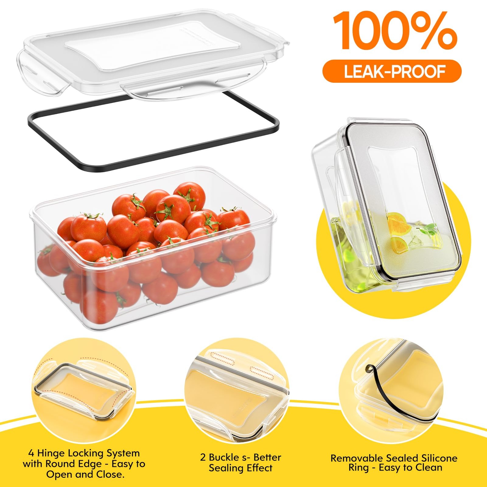 52 PCS Food Storage Containers Lids Airtight (26 Lids & 26 Containers)- Reusable