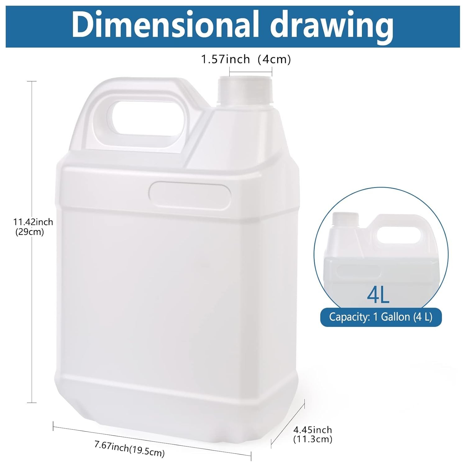 2 Pack 1 Gallon Clear Plastic Jugs with Lids, Water Jug Storage Containers wi…
