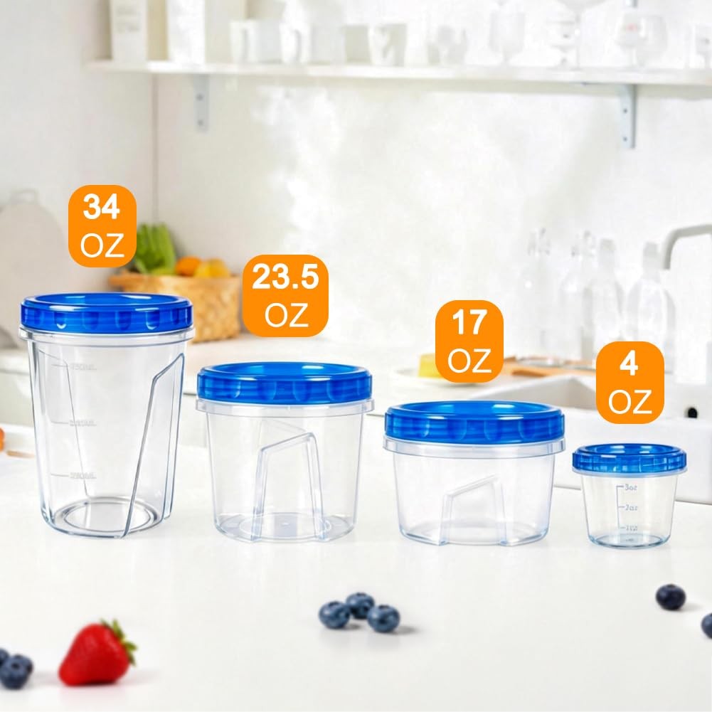 12 Pack 23.5 oz Reusable Freezer Storage Containers with Twist Top Lids Airti…