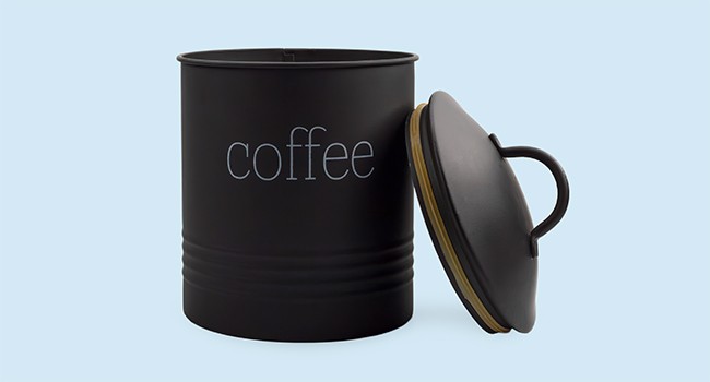 Enamelware Black Coffee Canister; Modern Farmhouse Style Coffee Storage for