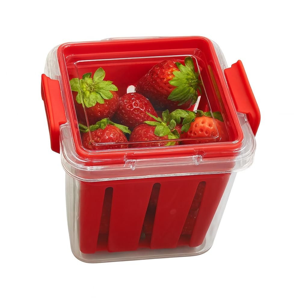 Home & Style Produce Storage Container with Colander – Rinse, Drain & Keep Fr…