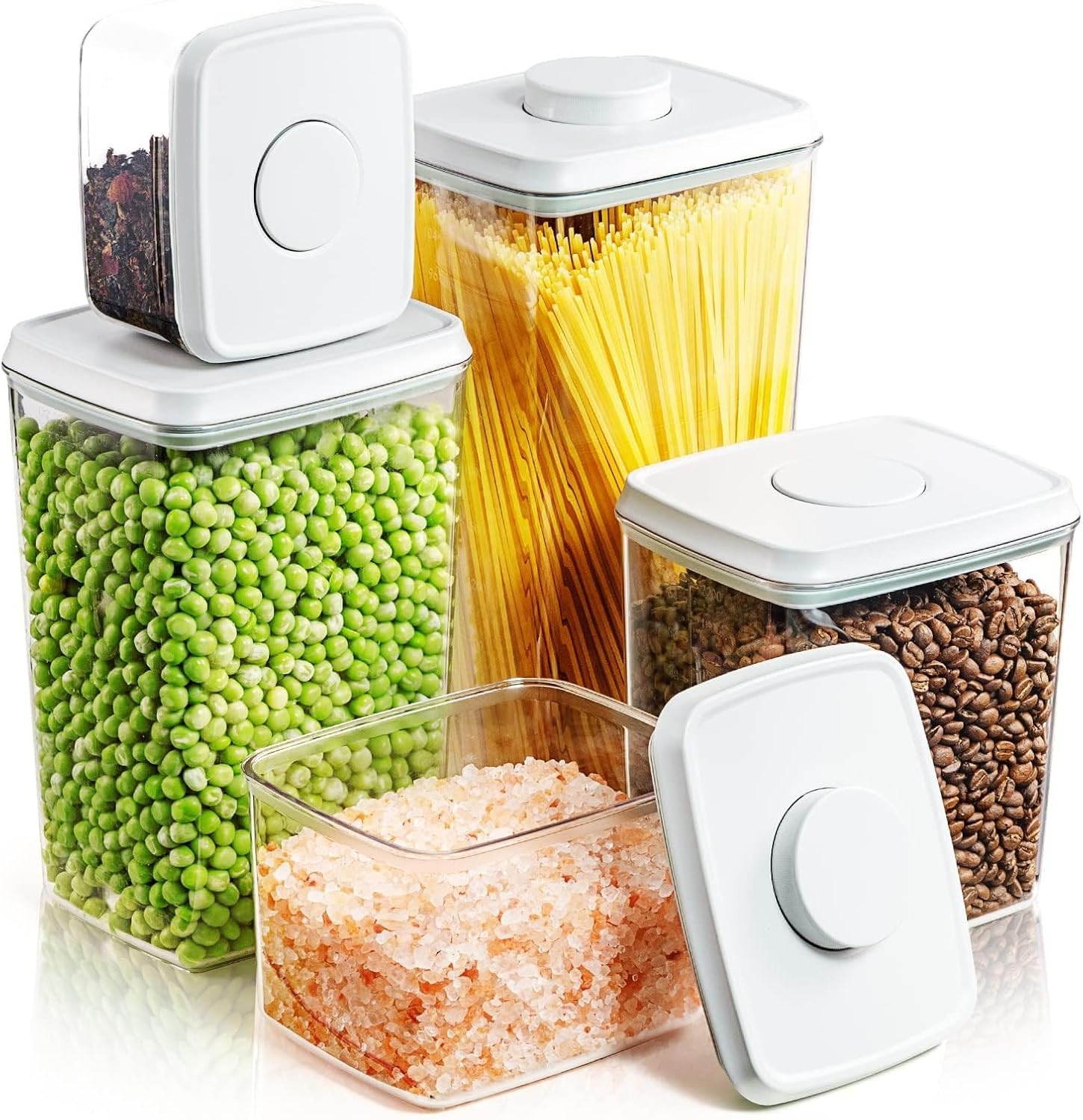 Pop up Lid Food Storage Containers, Clear Storage Containers for Pantry Airtight