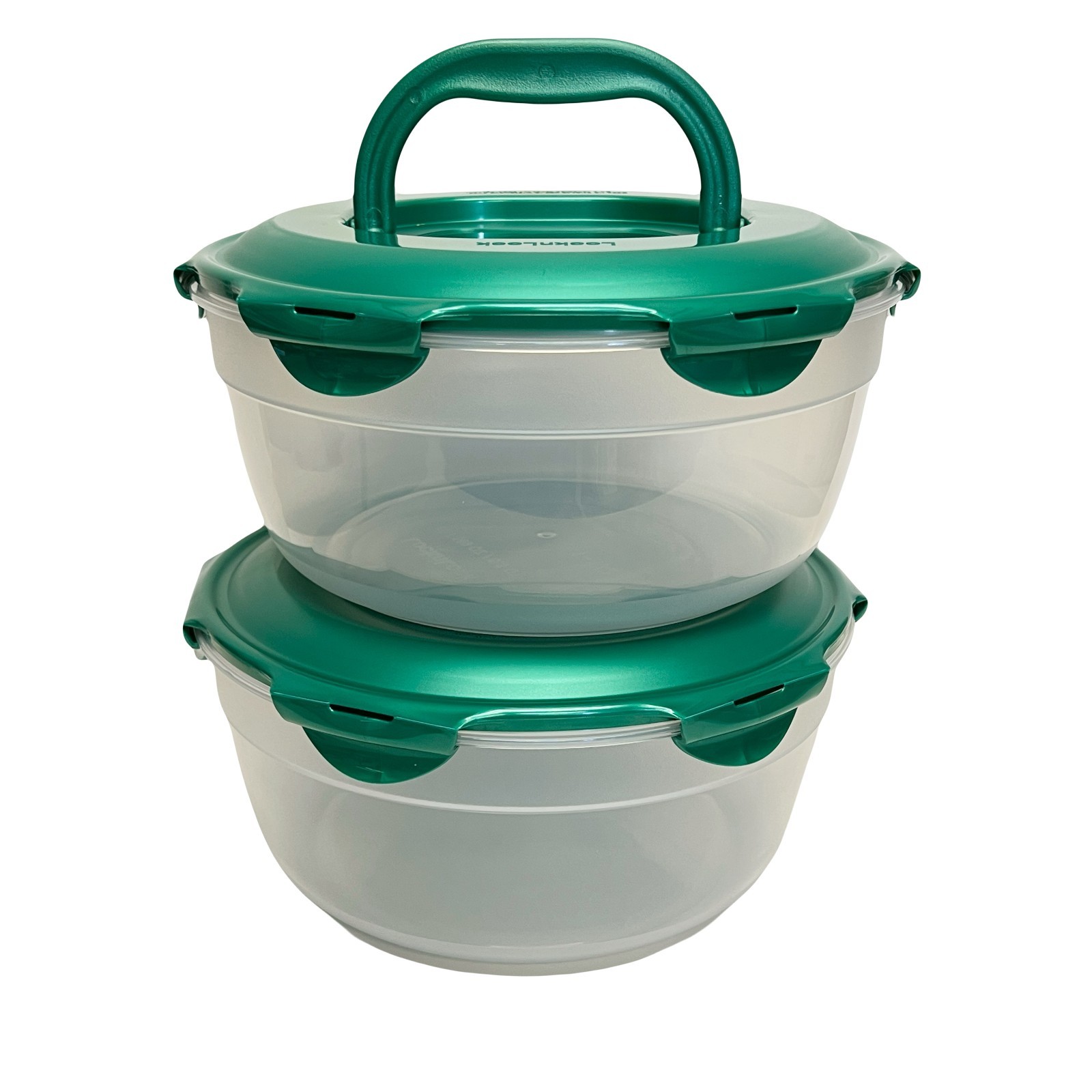 LocknLock 21-Cup Serve & Store Bowls w/ Handle Lids Set of 2 K85957 GREEN