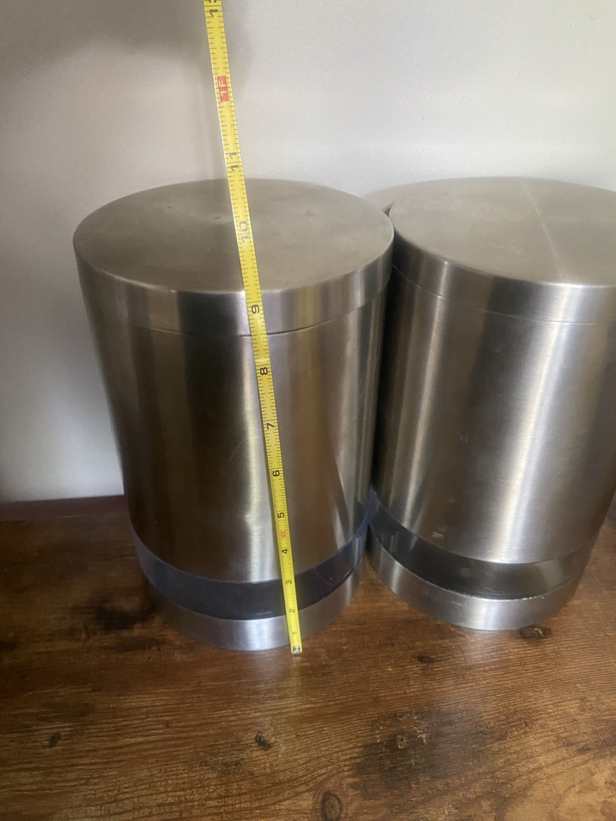 Crate & Barrel Brushed Steel Acrylic Window Food Storage Kitchen Canister Jars 2