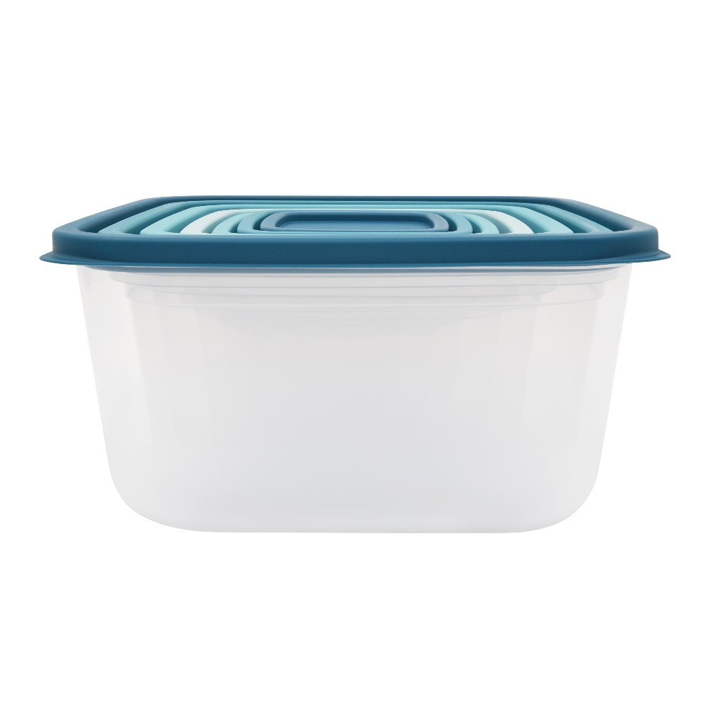 14 Piece Teal Plastic Food Storage Set, Teal Ombre, Ideal Use for Meal Prep and