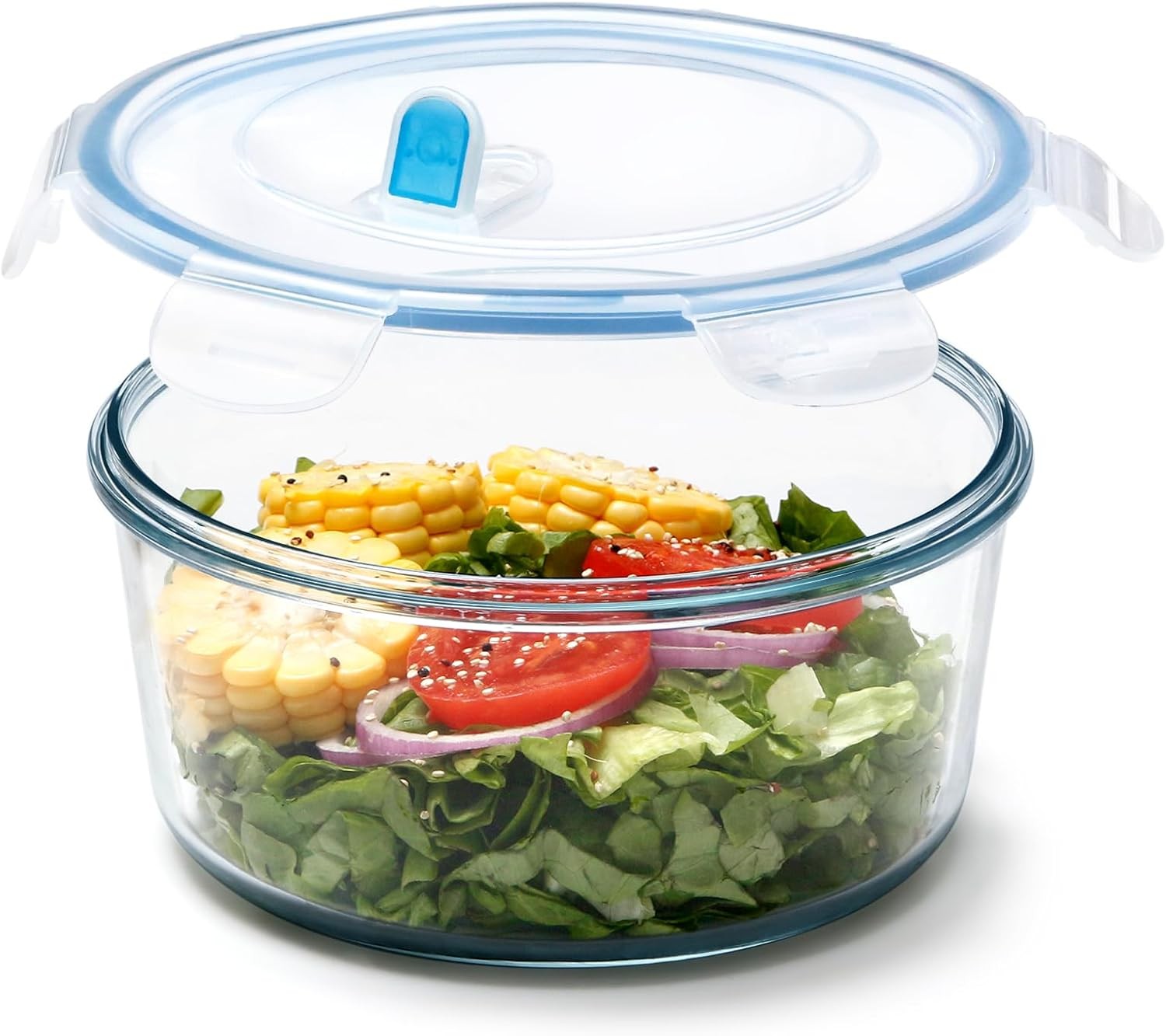 1.6L Glass Food Storage Container, Round Meal Prep Container,Glass Bowl with Lid