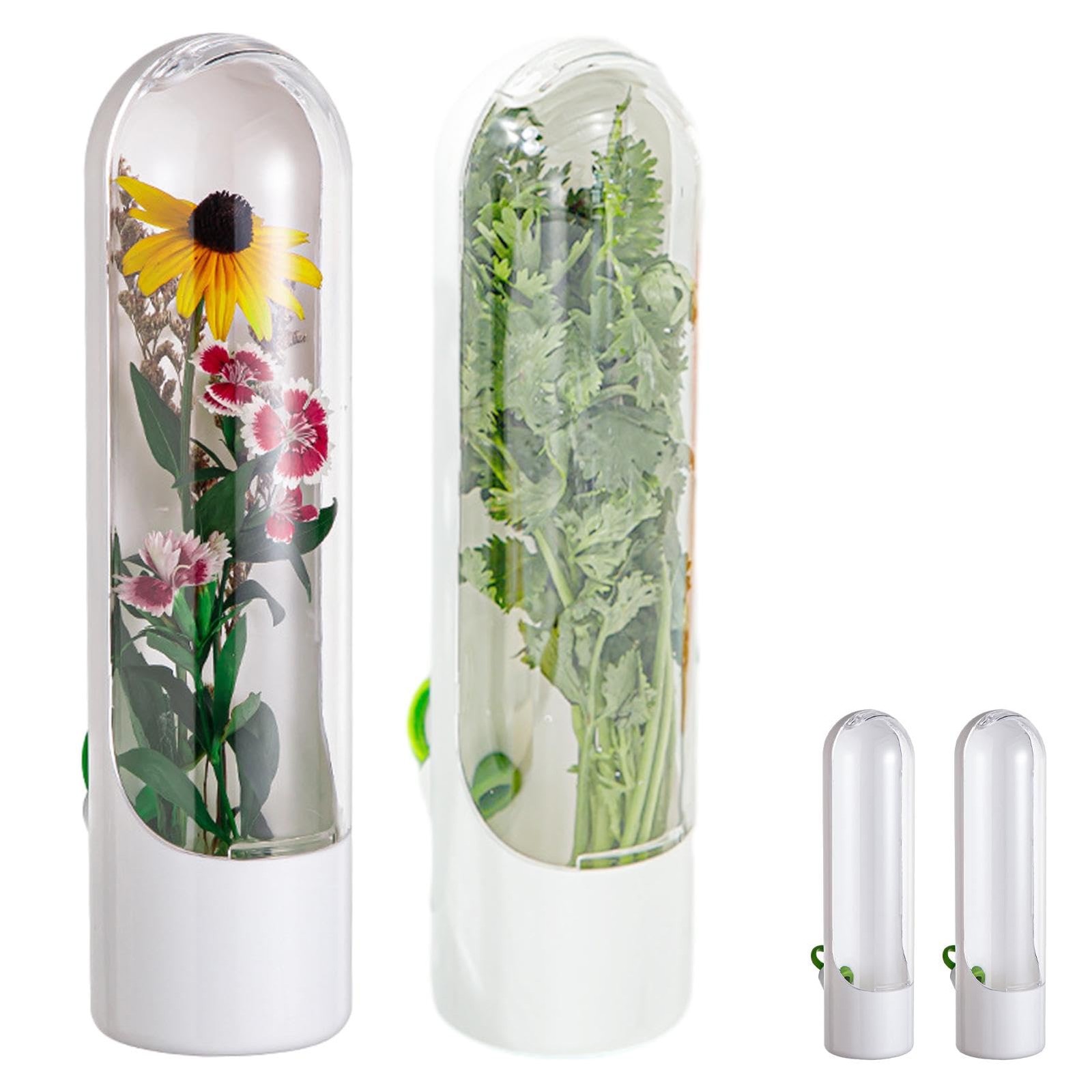 Herb Saver Pod for Refrigerator 2 PCS Keeps Greens Cilantro Fresh White