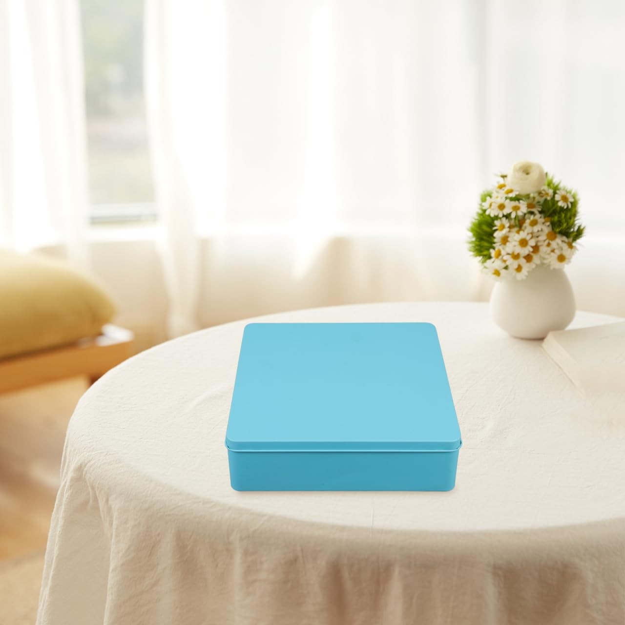 Large Square Tin Storage Box with Lid Extra Large Metal Container for Home Or…