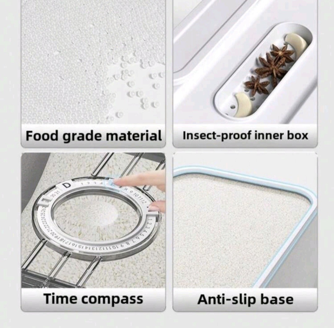 Large 10.8L Airtight Rice Dispenser Food Storage Container Bin Measuring Cup