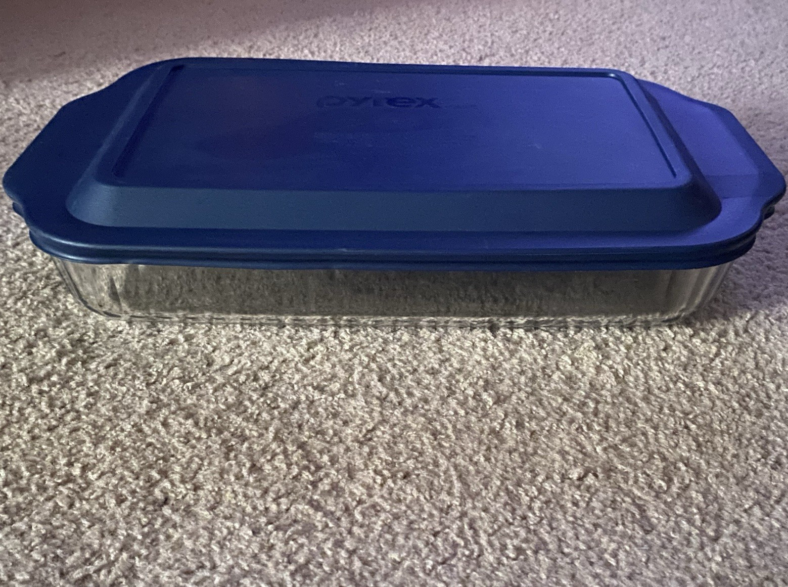 Pyrex Storage Plus 3-Cup Rectangular Glass Container Blue Snap Lid, 2pc