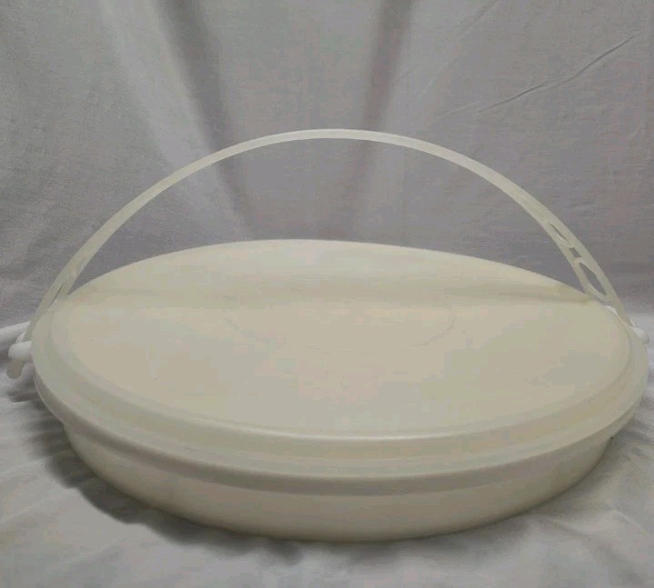 Vintage Tupperware Divided Veggie Tray Carrier with Lid & Handle White 405-1