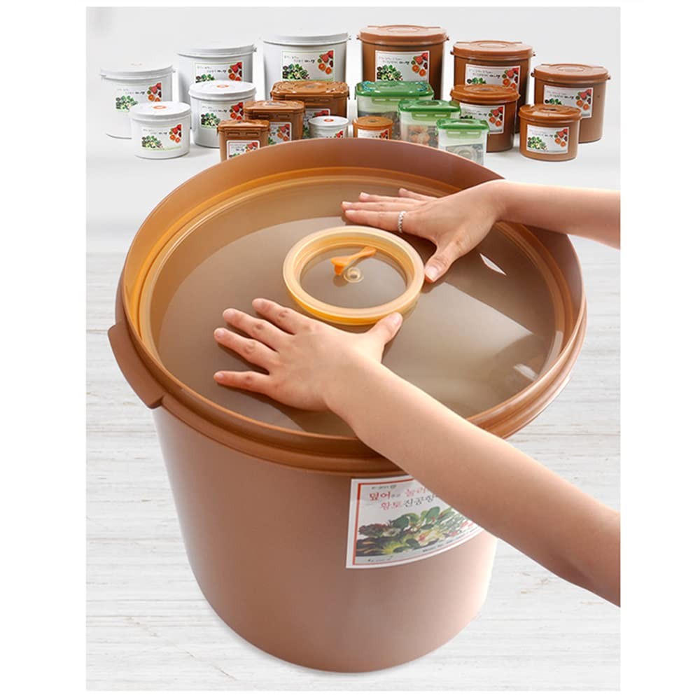 e-jen Premium Kimchi, Sauerkraut Container Probiotic 5 l, Earthenware Brown