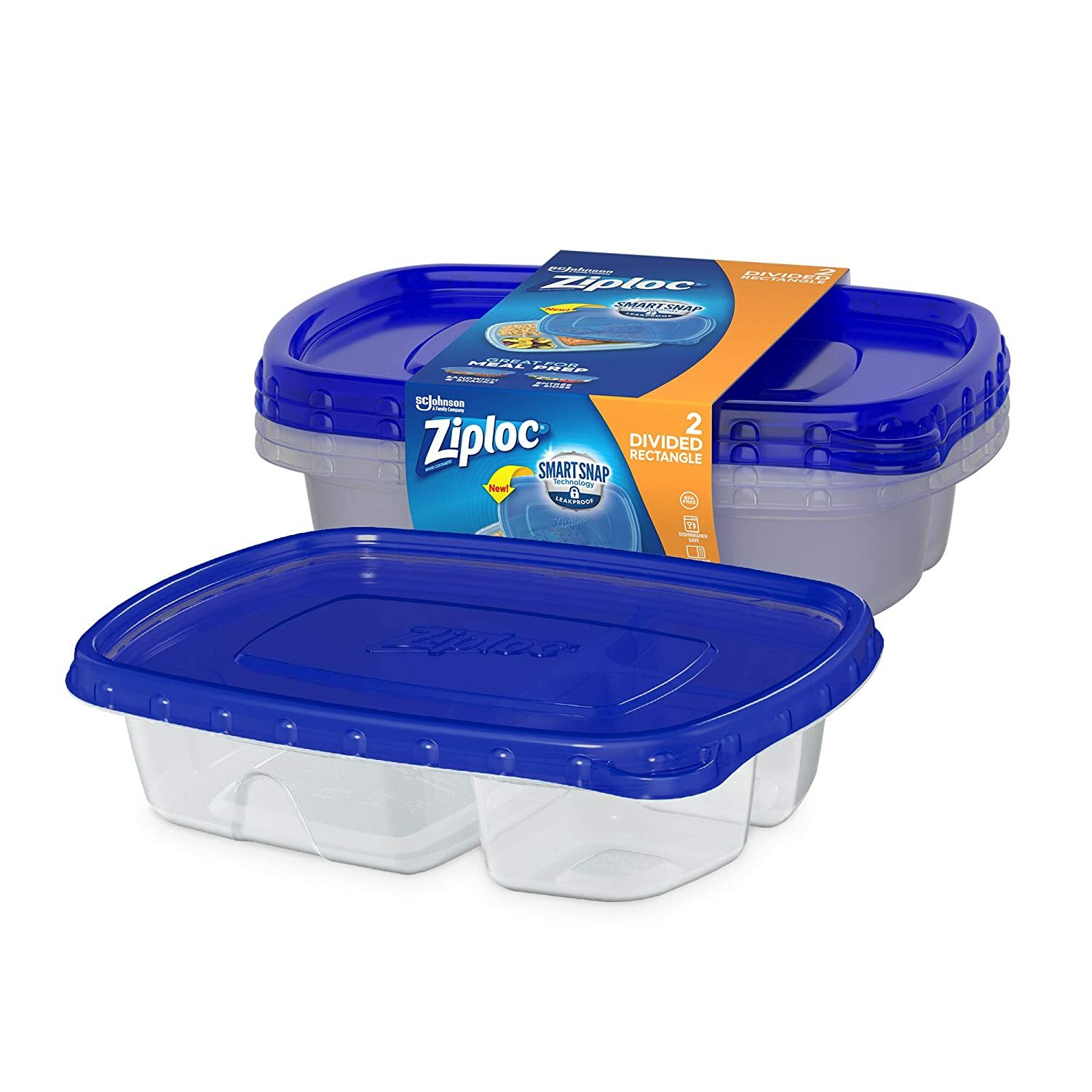 Meal Prep Containers Reusable Food Storage Plastic Lunch Box, Washable, 2 Count