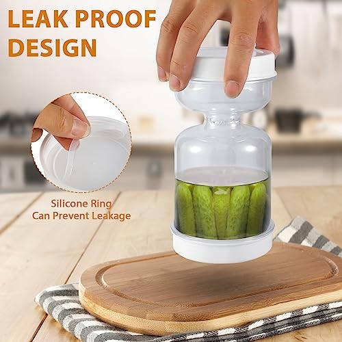 Durable Sturdy Portable Resilient Robust Wet-Dry Separation Pickle Jar with Fork