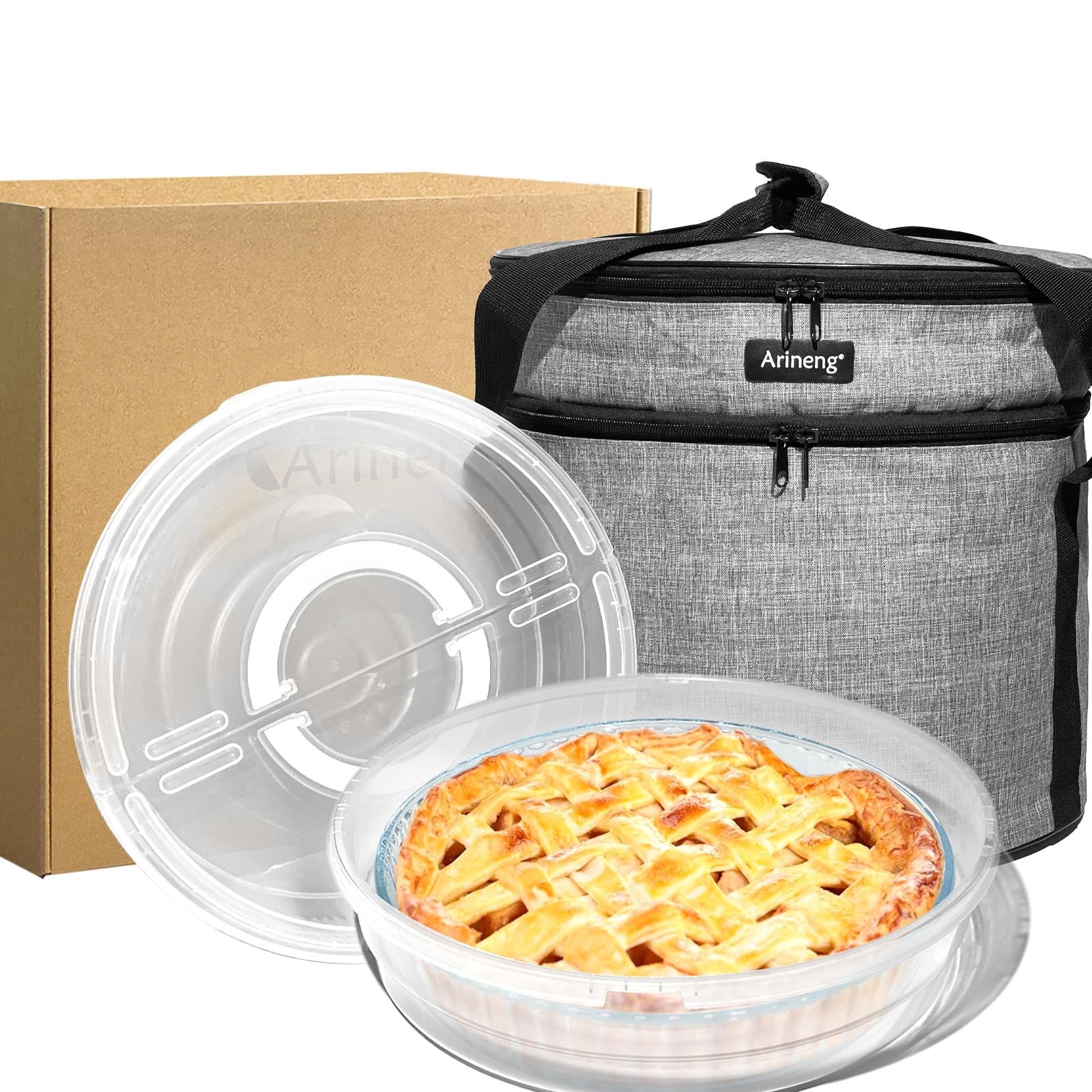 Arineng 2 pack pie carrier with lid and handle,of insulated bag,pie carriers …