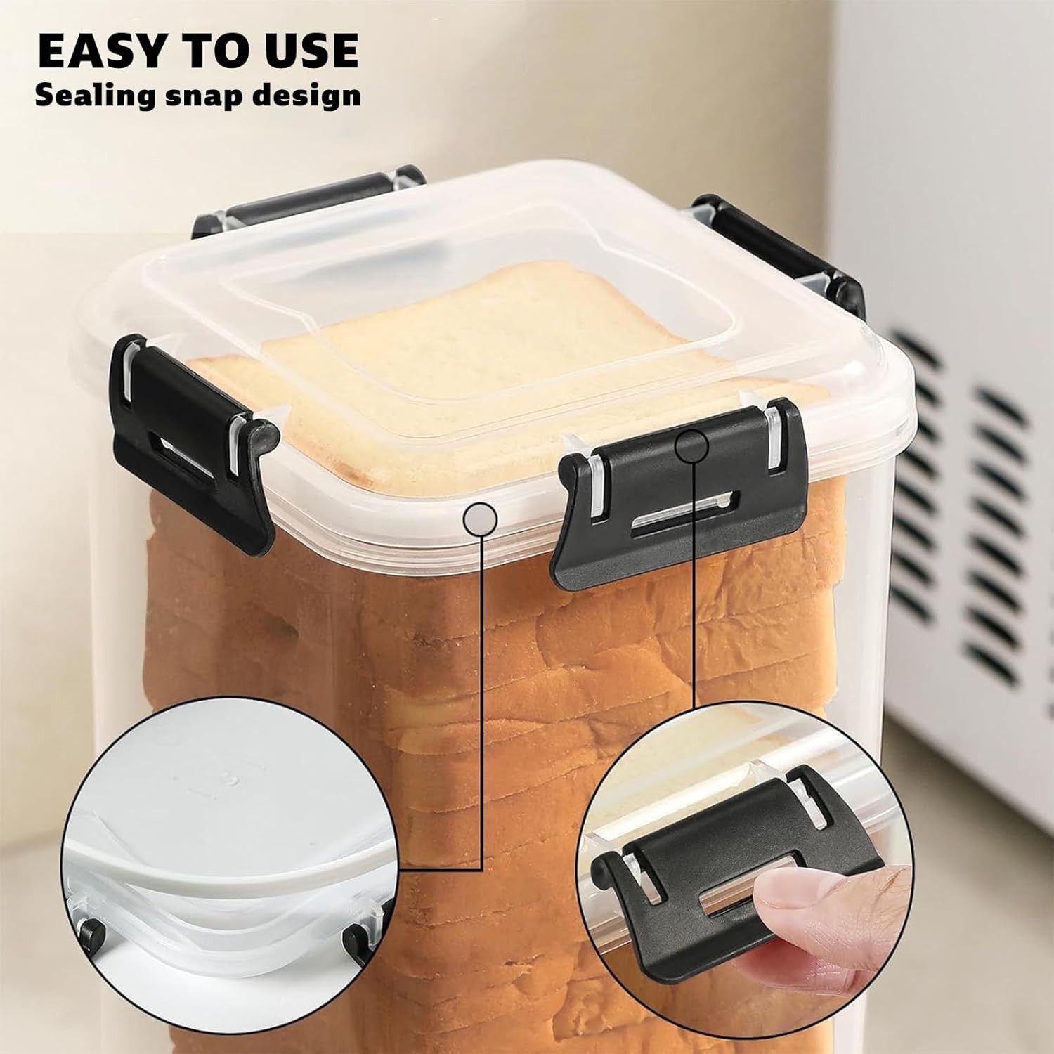 Slide-Out Bread Storage Container with Airtight Lid Clear Plastic Bread Box