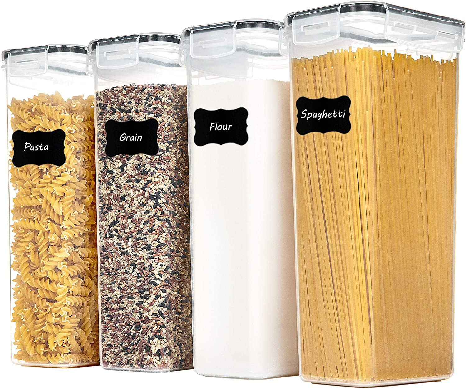 4 Pcs 2.8L Airtight Food Storage Container with Lids for Spaghetti, Flour, Sugar