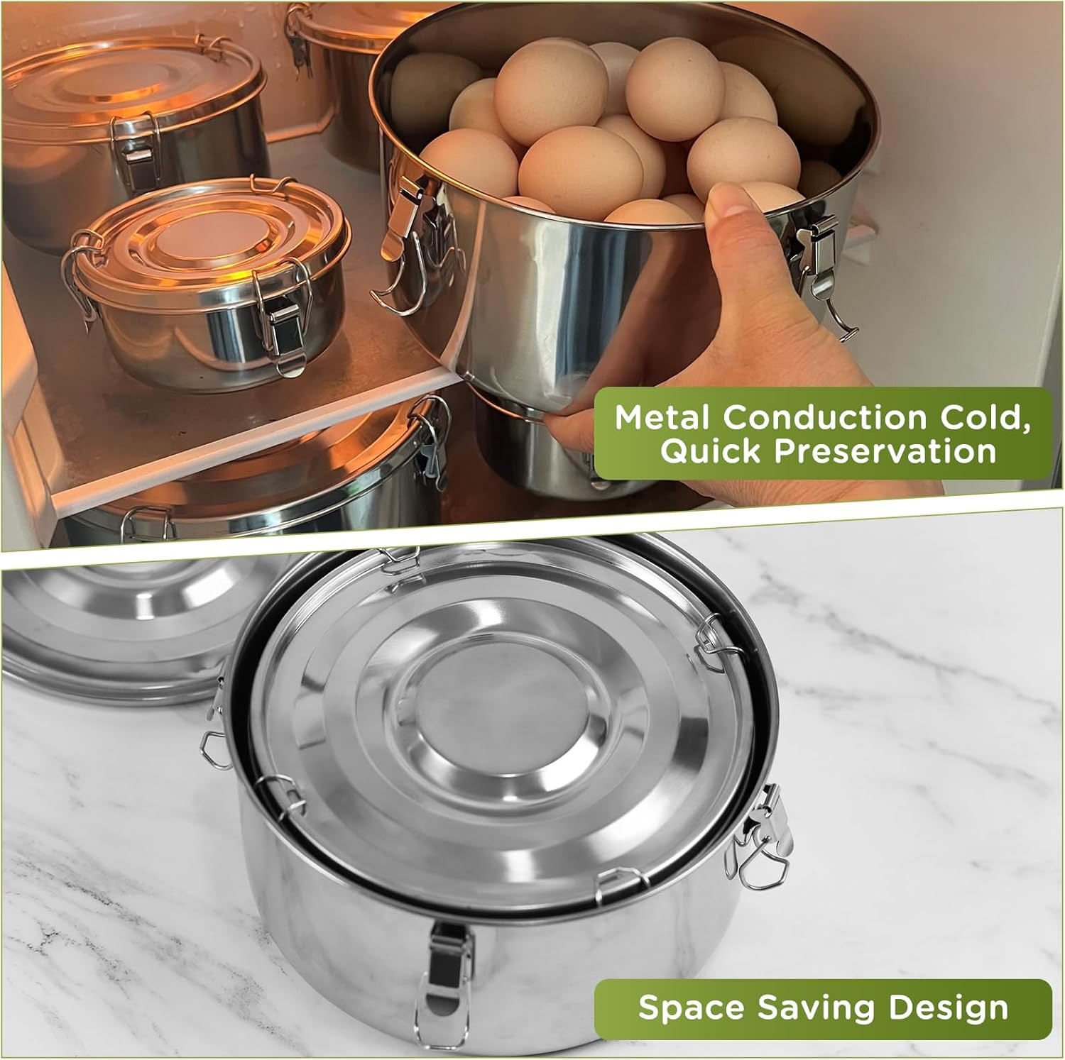 6-Pcs Stainless Steel Food Storage Containers with Lids Leakproof Bento Set