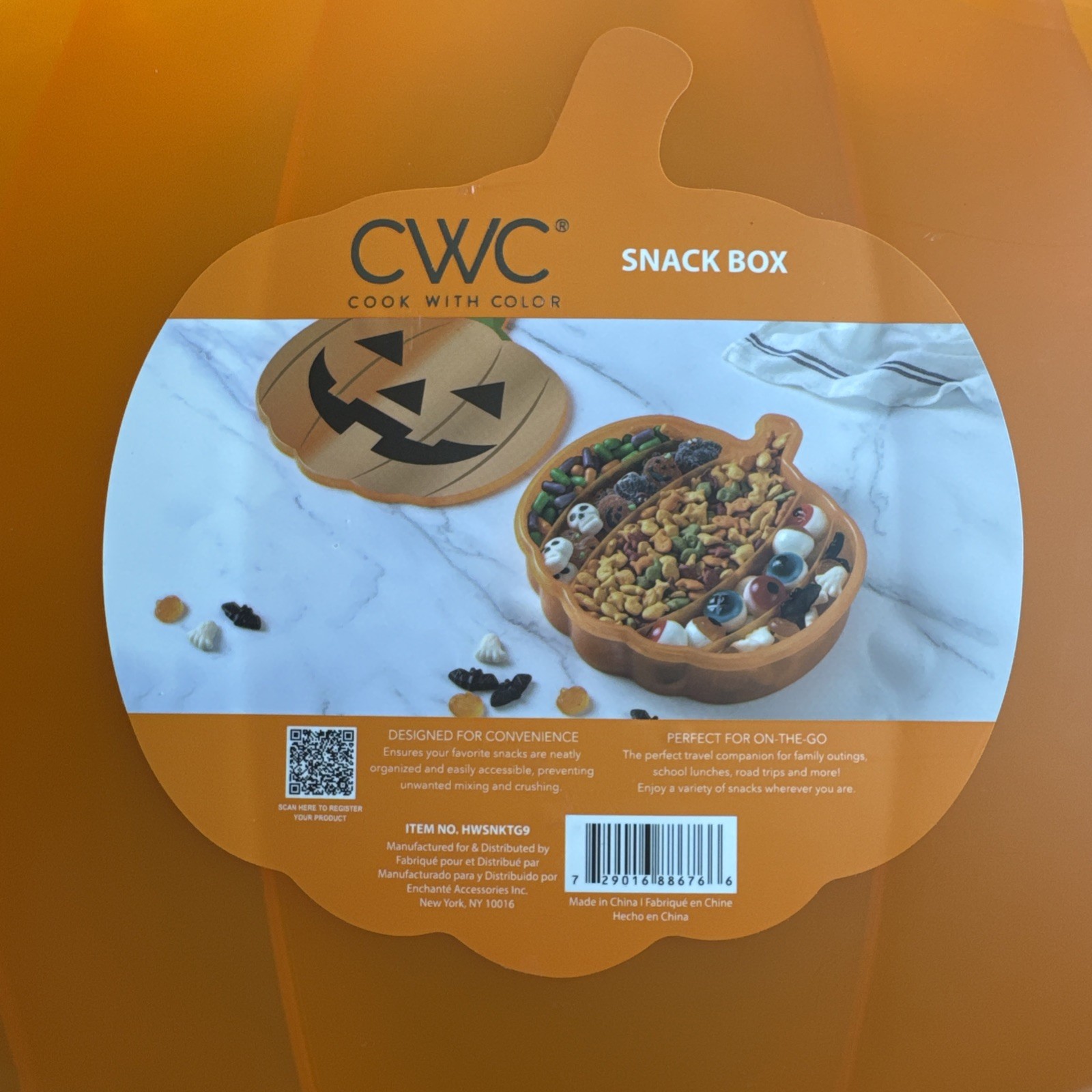 NWT Cook With Color Large Pumpkin Snack Snackle Box: Super Fun!