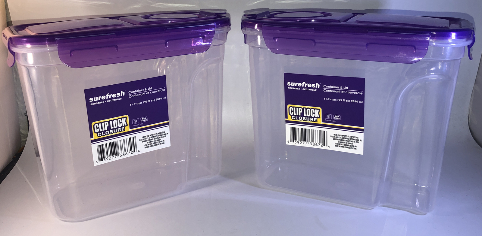 Surefresh Clip Lock Closurecontainer & Lid 11.9 Cups/95 oz-Set Of 2-NEW-SHIP24HR