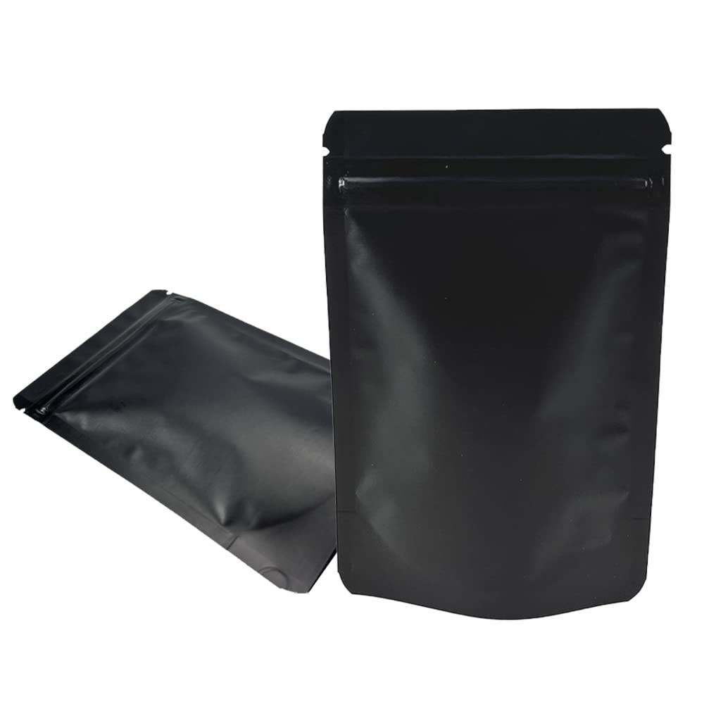 Stand-Up Resealable Heat Seal Bags 3.55mil Thick Mylar Frosted Black Foil Sea…
