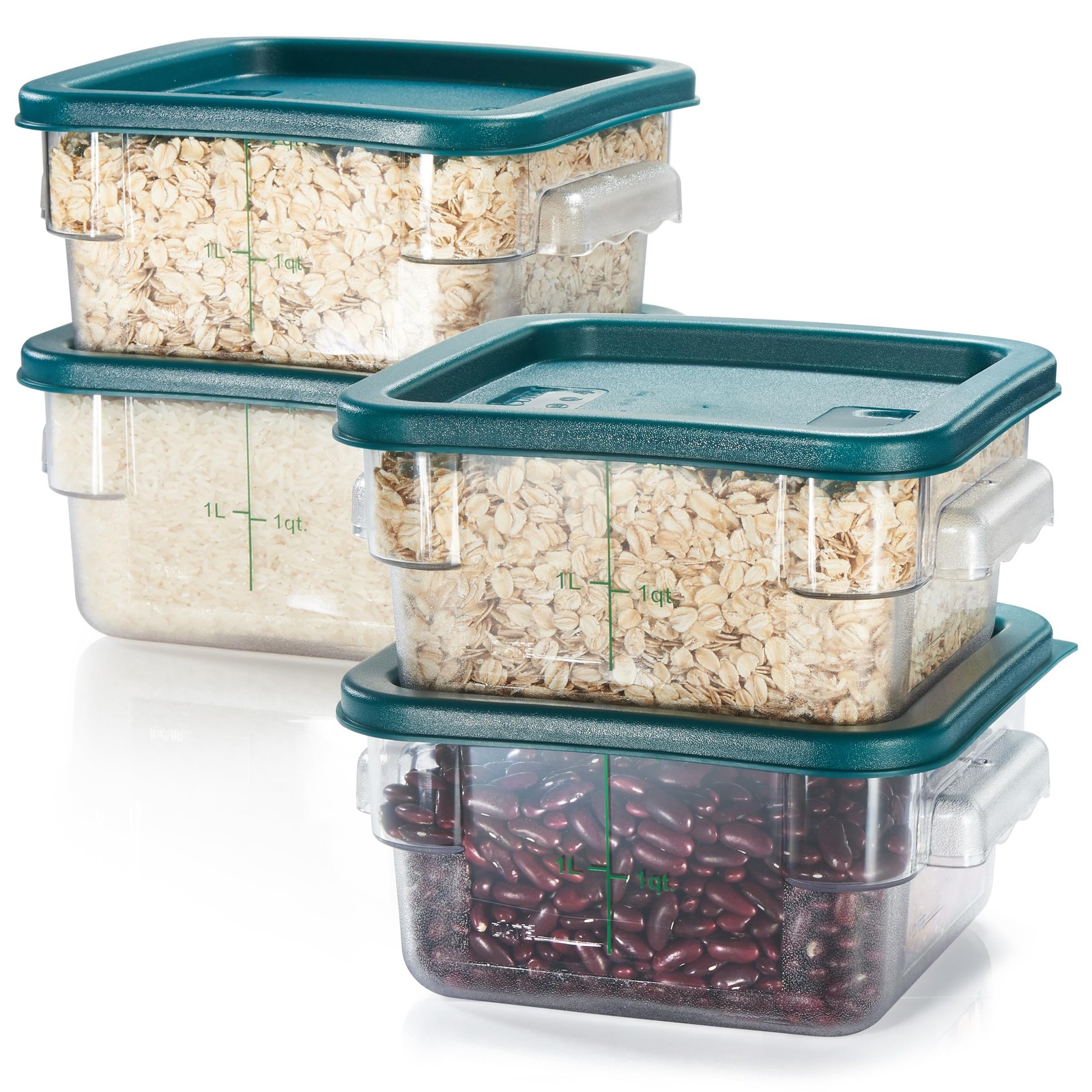CURTA 4 Pack Food Storage Container with Green Lid NSF Listed Commercial Gra…