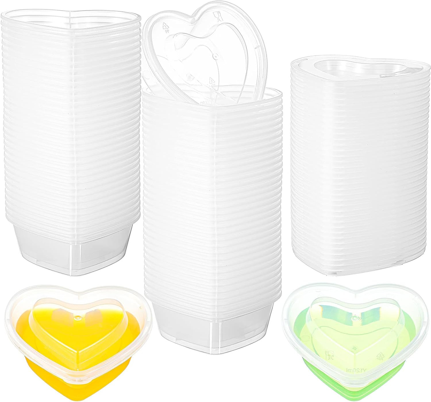 48 Pcs Heart Shaped Storage Containers 4 Oz Heart Plastic Containers with Lids T