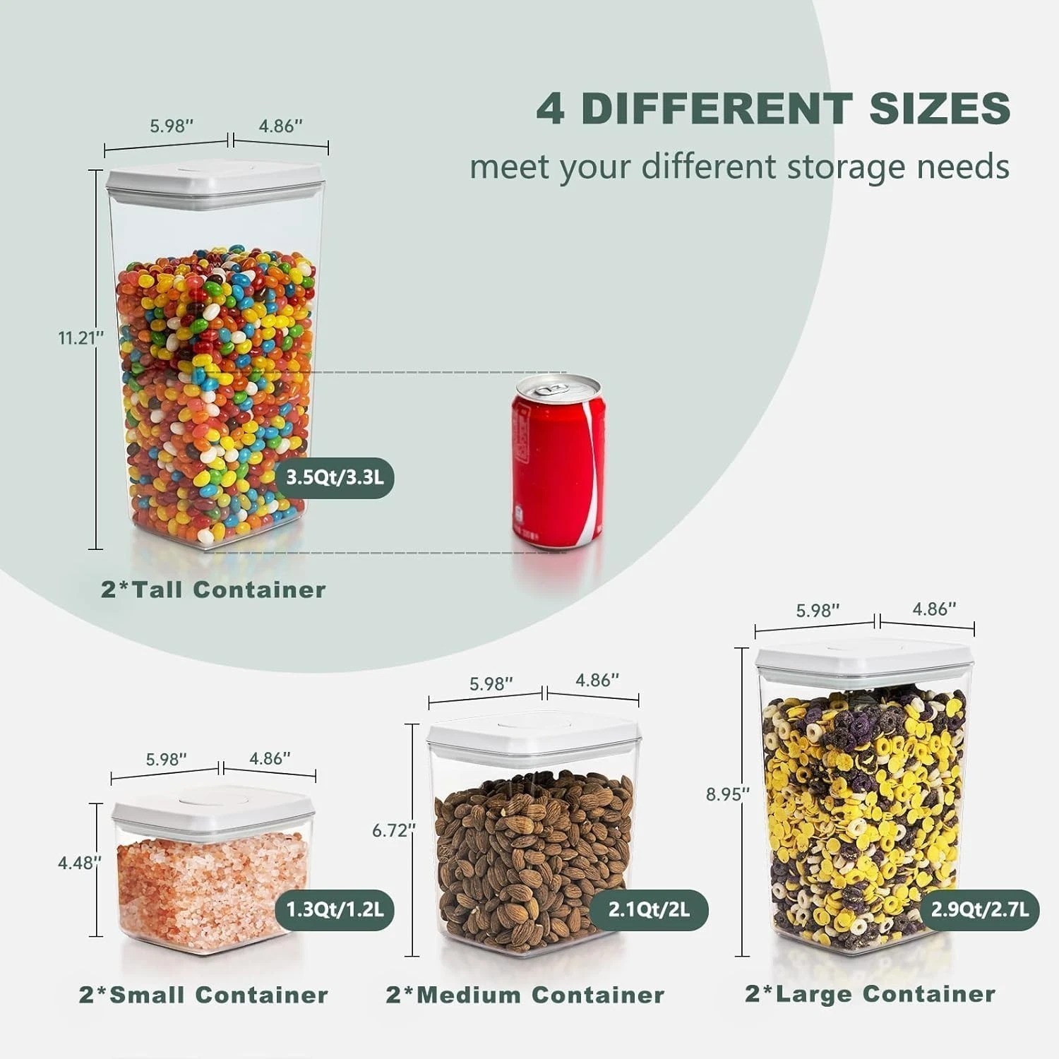 Clear 8-Piece Pantry Organizer: Airtight Storage for Cereal, Pasta & More