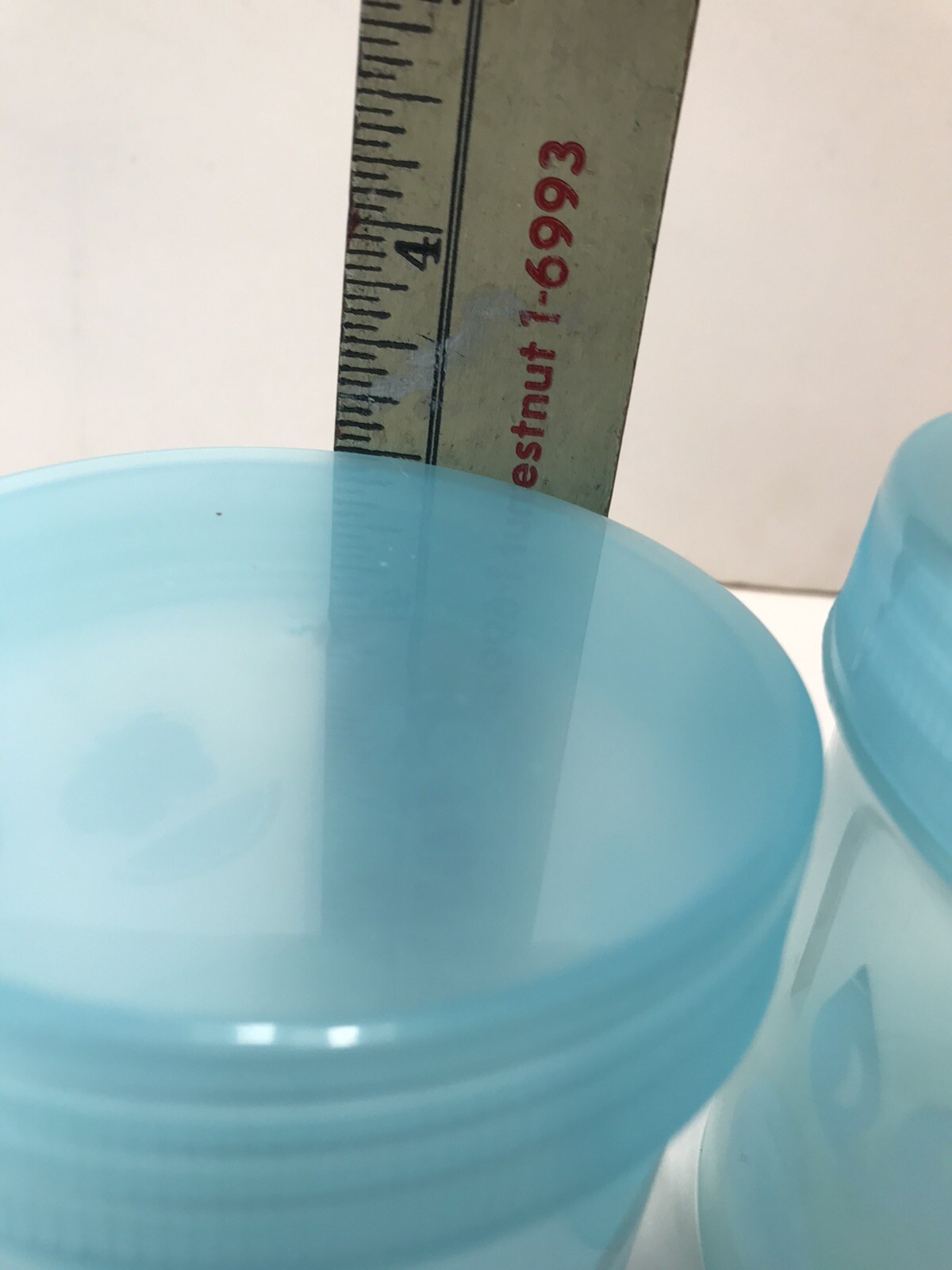 2 Stacking Vtg Food Fruit Storage Containers Blue Screw On Lids Dragon ware USA