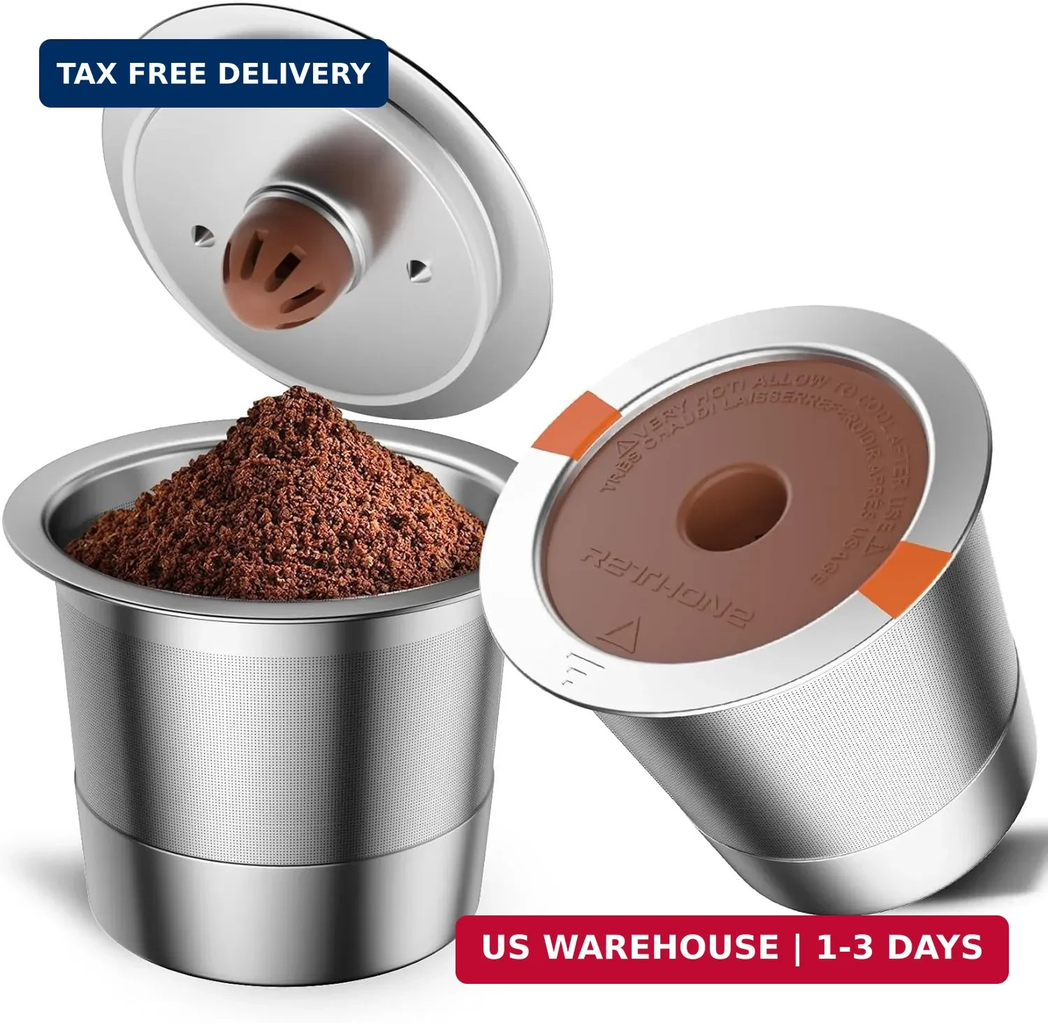 RETHONE K Cup Reusable Coffee Pods, Stainless Steel Reusable K Cups Compatible w