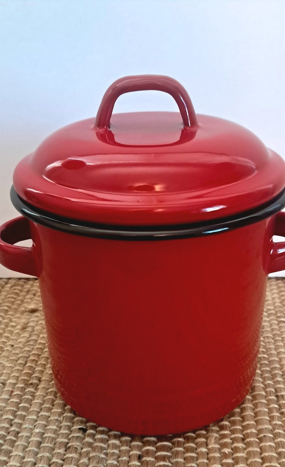 Enamel Bacon Grease Canister Pot with Lid – Rustic Large Capacity Vintage Look