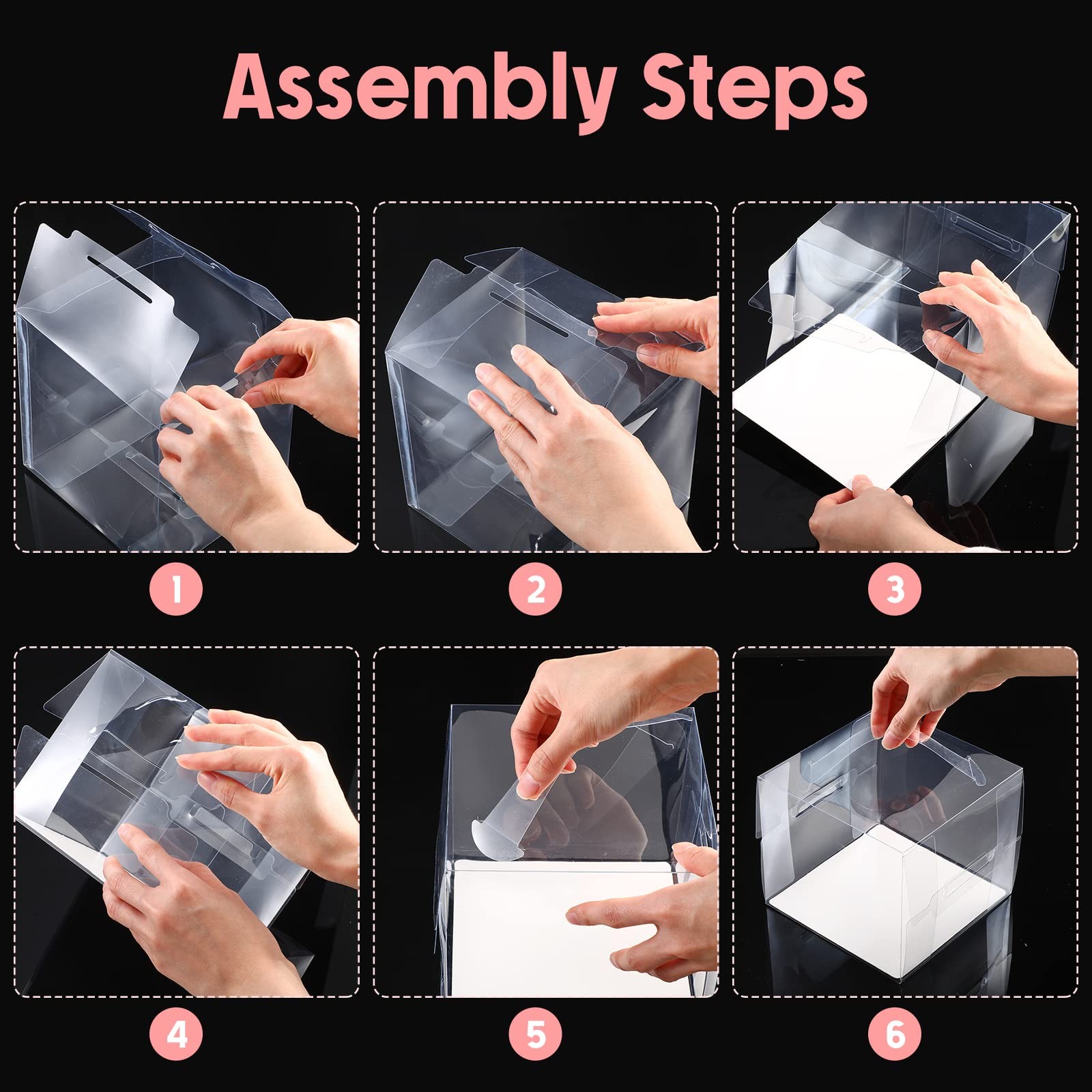 32 Pcs 6x6x5 Inch Clear Cake Box Transparent Plastic Bakery Carrier with Lid