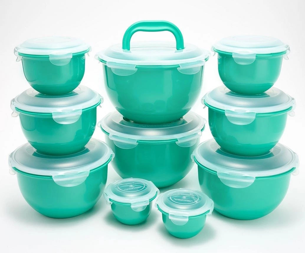 LocknLock Nestable Tulip Food Container Bowls w/ Lids 10-Pc K99920 PEACOCK