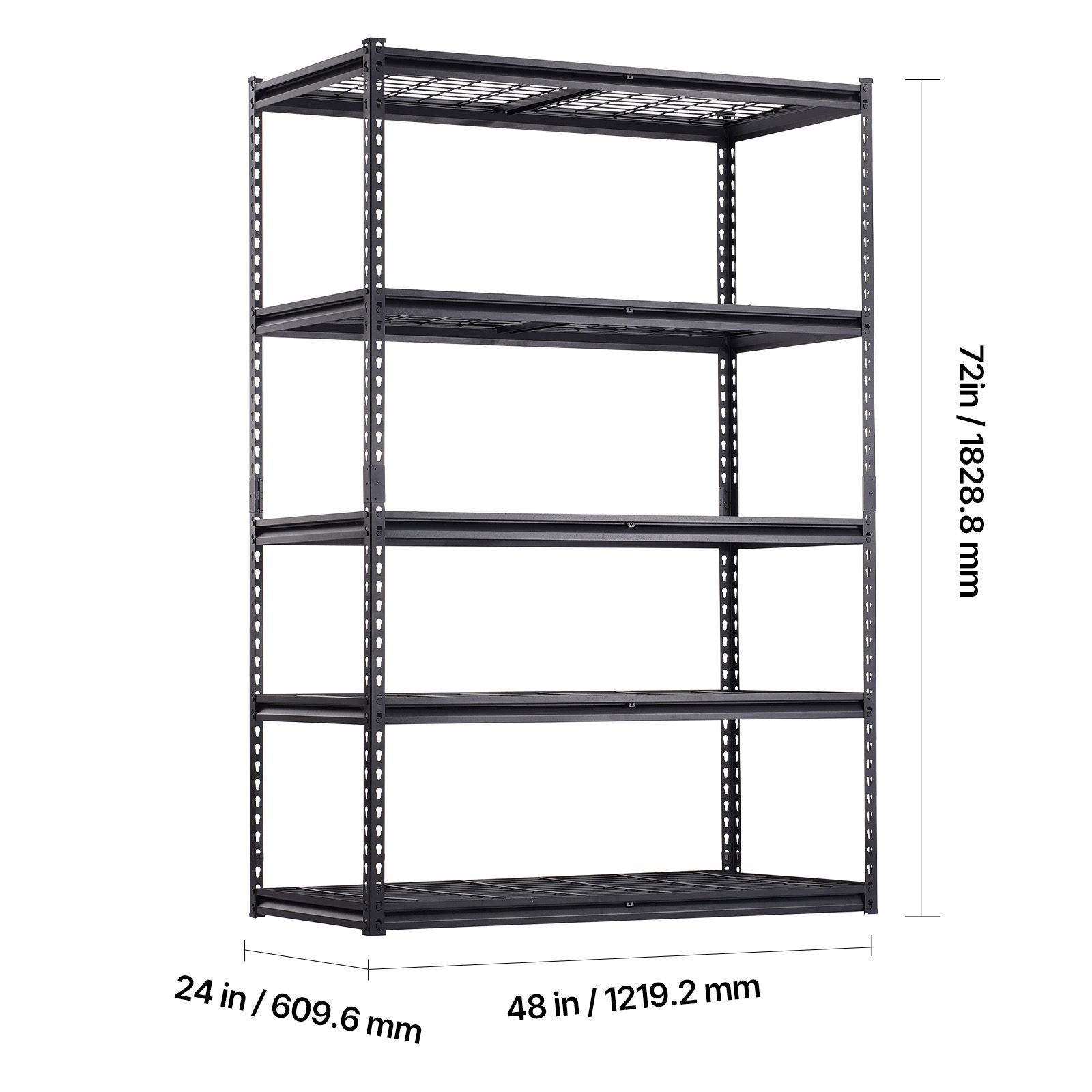 5 Tier Heavy Duty Garage Shelving, 3000 lbs, 24x48x72 in, Adjustable Metal