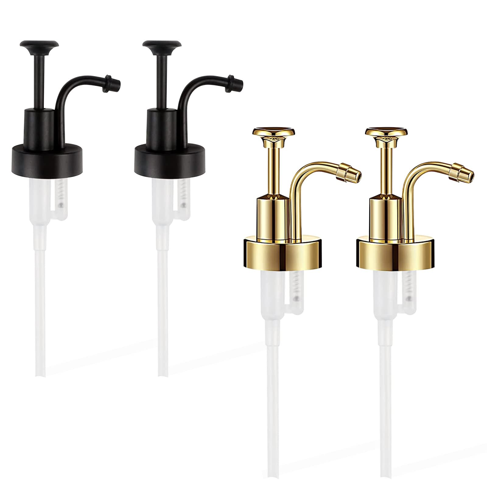 4 PCS Gold Black Coffee Syrup Pump Fits 1.3″ Dia Dispenser Bottle for Syrups