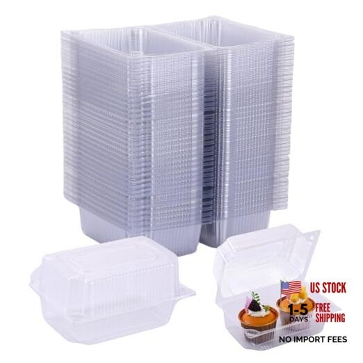 100 Pcs Clear Plastic Take Out Containers Bulk, 7.2″ x 5″ x 3.5″ – 100pcs