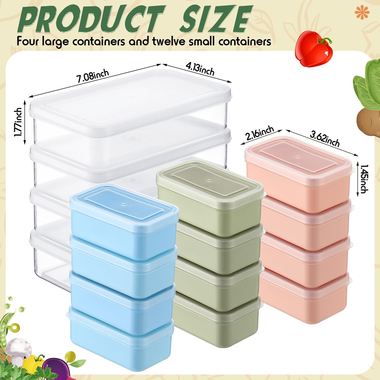 SiliFine 4 Set Snack Containers with 3 Removable Compartments Reusable clear